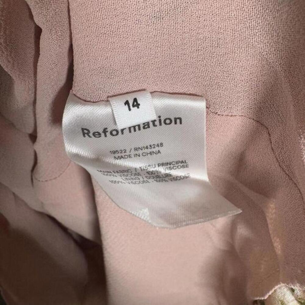 Reformation Dress Morris Smocked Melody Print Pink Floral Long Sleeve Mini Sz 14 - Picture 5 of 7